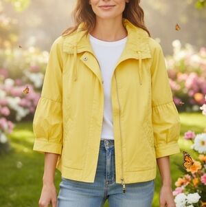 ConradC Women's Yellow 3/4 Length Balloon Sleeve Jacket Size 10 EUC